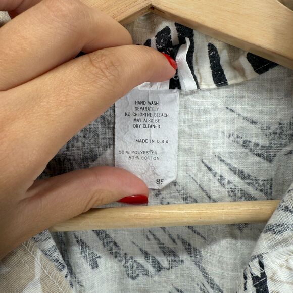 La Jones Of America Shirt Dress Women 10 Beige Floral Button Up Collared Midi - Picture 6 of 9